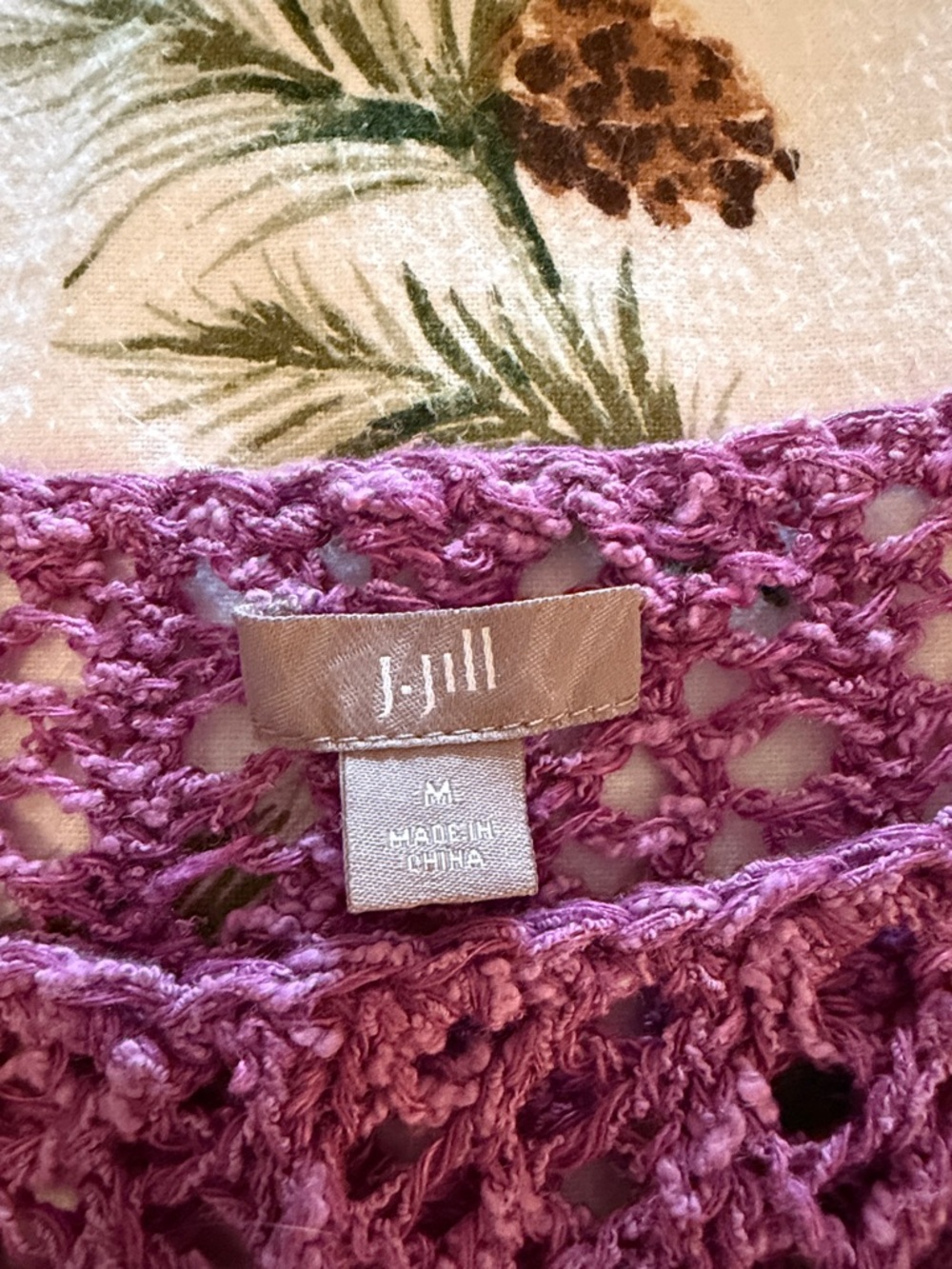 J. Jill Open-Weave Lavender Crochet Short Sleeve Top - Picture 2 of 3